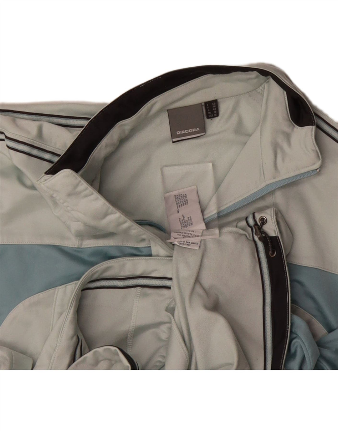 DIADORA Womens Tracksuit Top Jacket UK 18 XL  Grey Colourblock Polyester Vintage Diadora and Second-Hand Diadora from Messina Hembry 