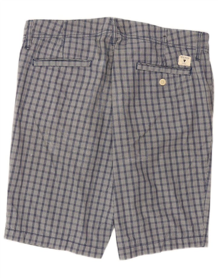 Pantaloni scurți chino Guess pentru bărbați W34, bumbac cu carouri albastre mari