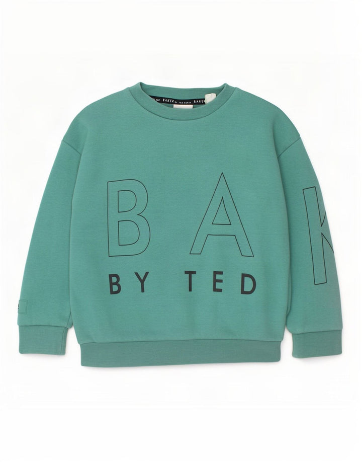 Hanorac cu grafic Ted Baker pentru băieți Pulover 4-5 ani bumbac verde