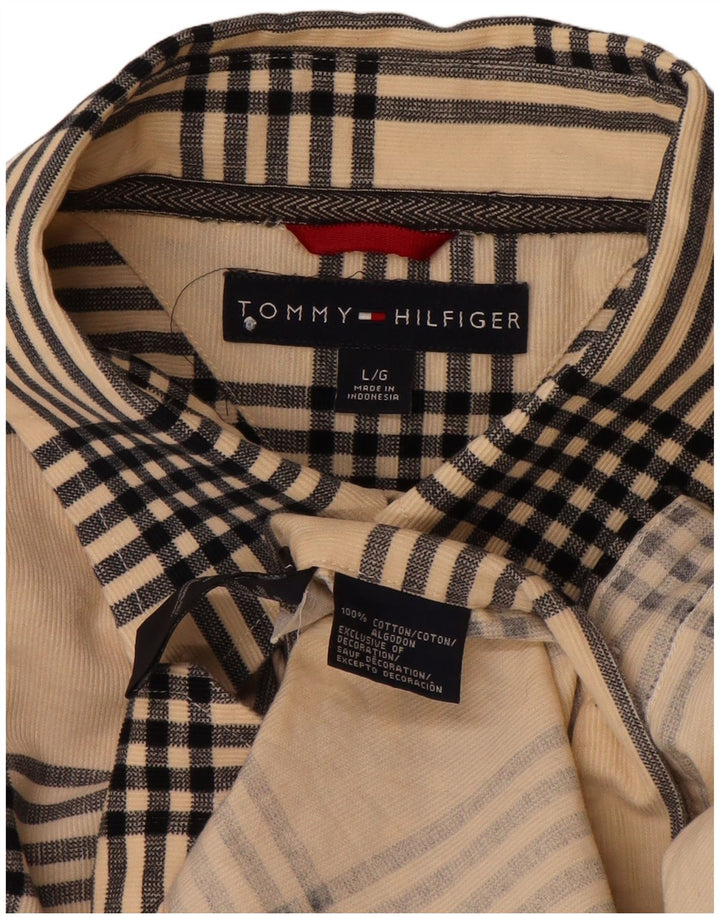 Cămașă pentru bărbați TOMMY HILFIGER, bumbac în carouri, bej, mare