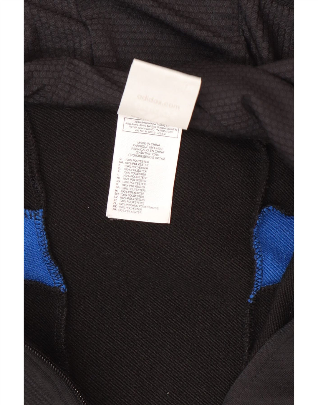 Pulover Adidas pentru bărbați, cu fermoar, poliester, mediu, negru