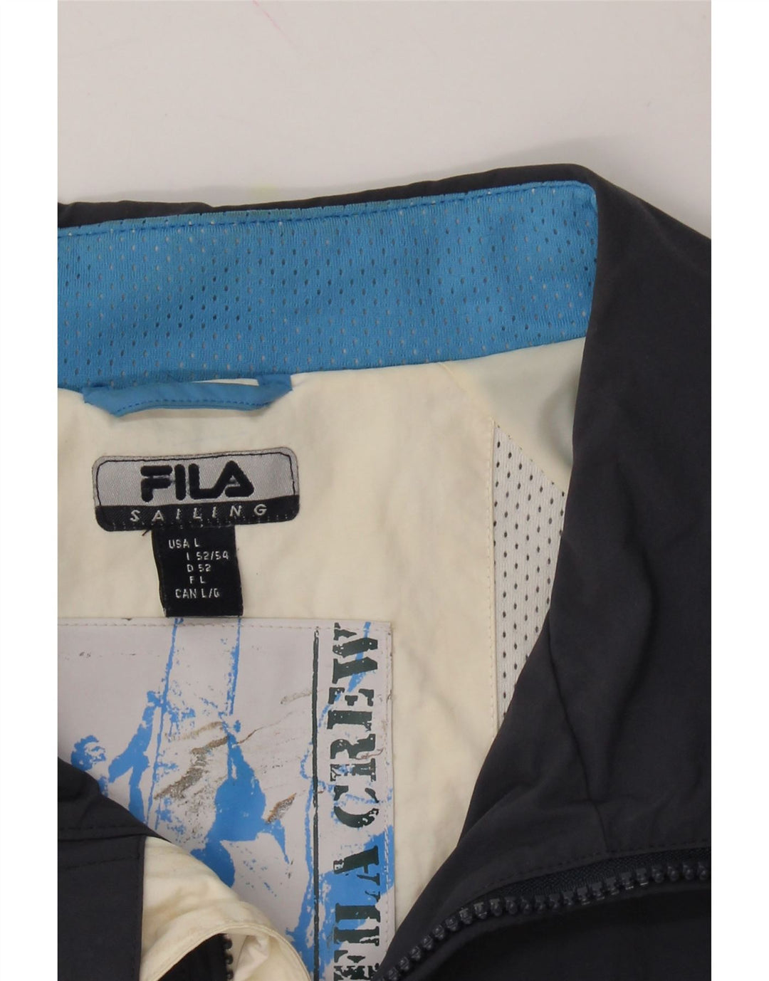 FILA Mens Rain Jacket UK 40 Large Navy Blue Colourblock Polyamide Vintage Fila and Second-Hand Fila from Messina Hembry 