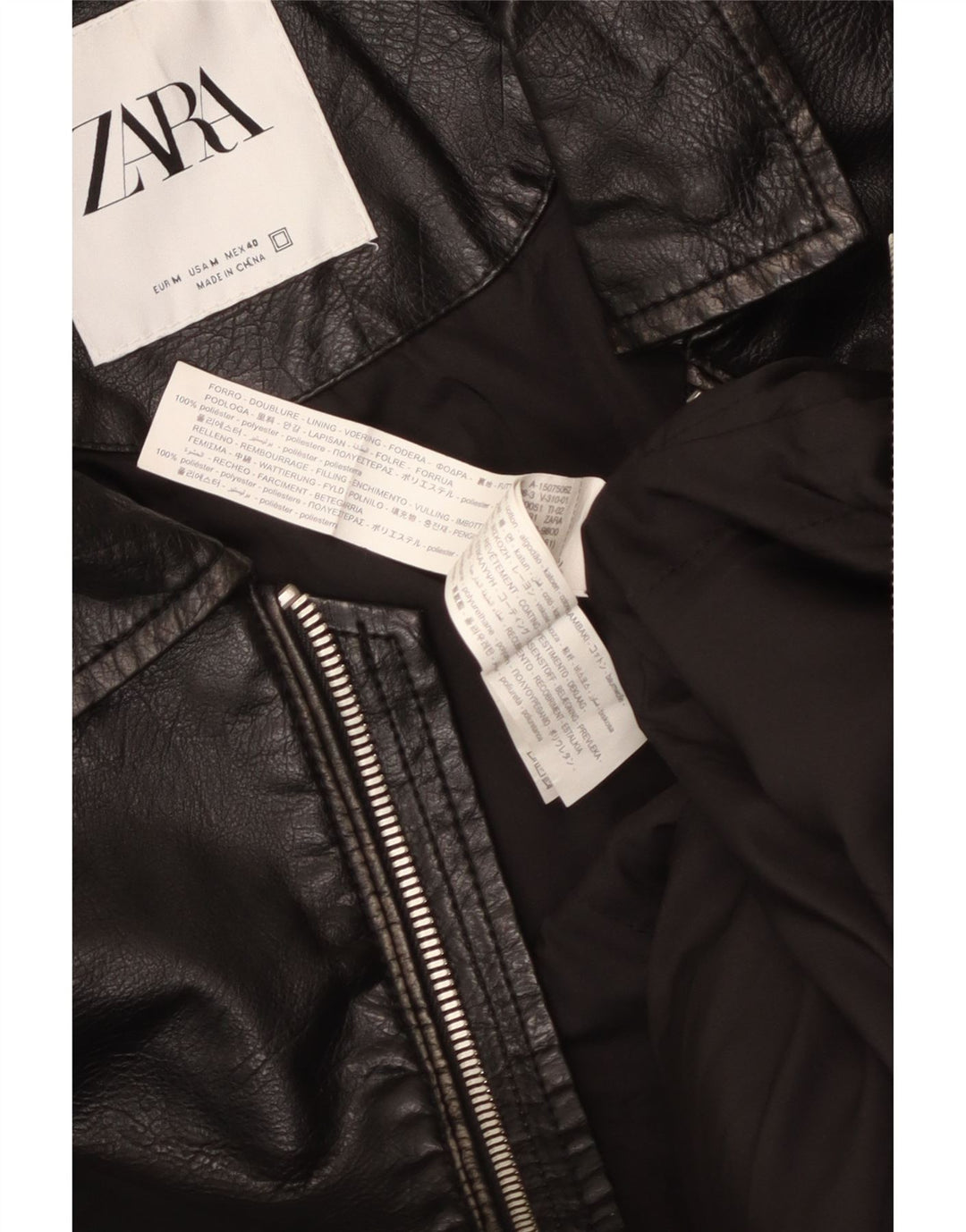 Jachetă din piele pentru bărbați Zara UK 38 Poliuretan mediu negru