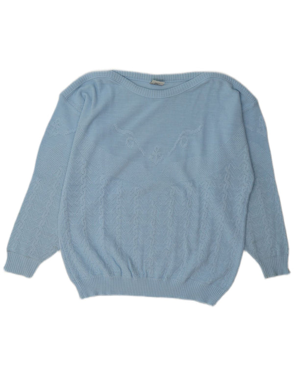 Pulover C & A pentru damă, cu croială normală, cu gât de barcă, EU 46 XL Albastru Geometric