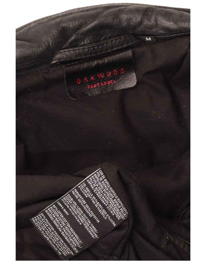 OAKWOOD Mens Leather Jacket UK 38 Medium Black Leather