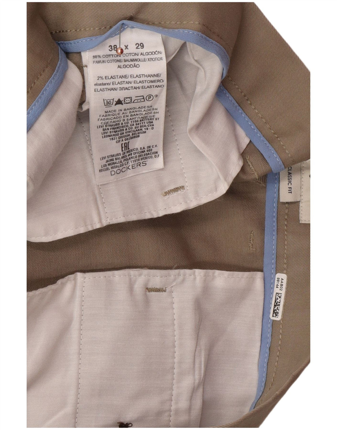 Pantaloni chino pentru bărbați DOCKERS Classic Fit W38 L29 Bej Bumbac Classic