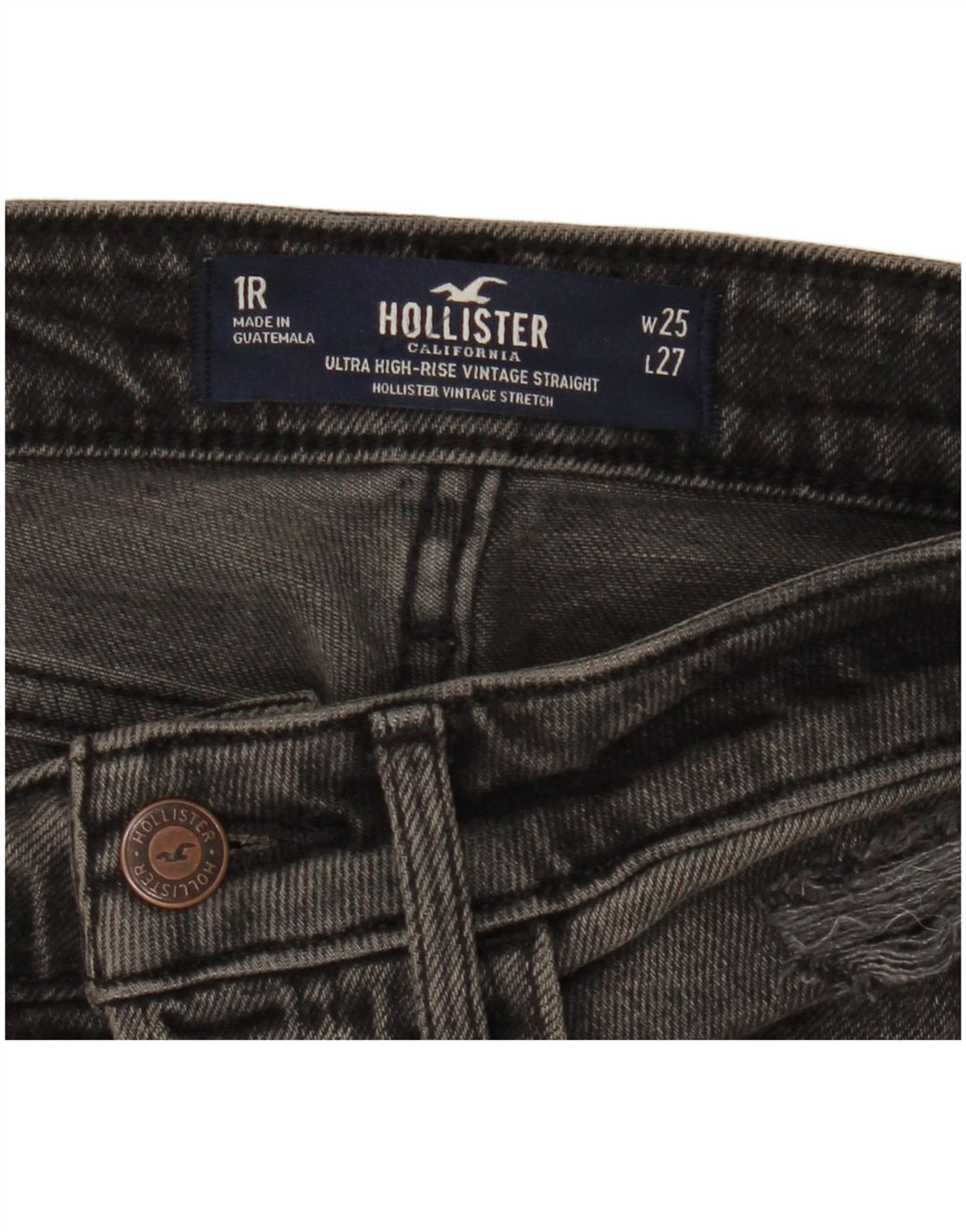 Blugi drepte cu talie înaltă pentru femei HOLLISTER L25 L27 bumbac negru