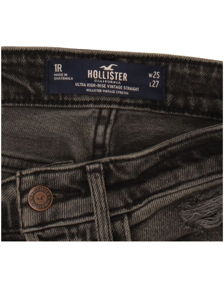 Blugi drepte cu talie înaltă pentru femei HOLLISTER L25 L27 bumbac negru