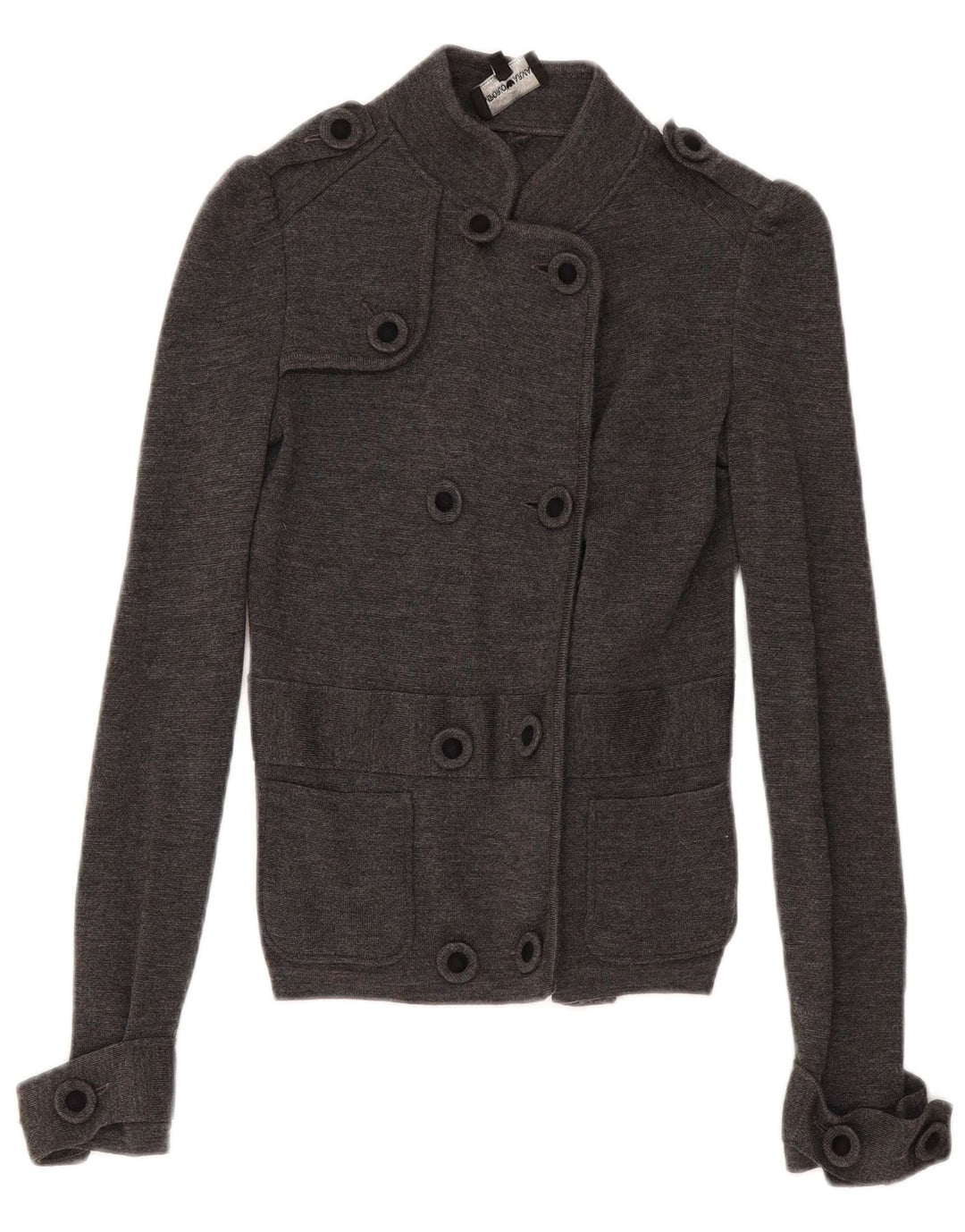 Pulover cardigan cu două piept pentru femei Armani IT 38 XS Lână gri