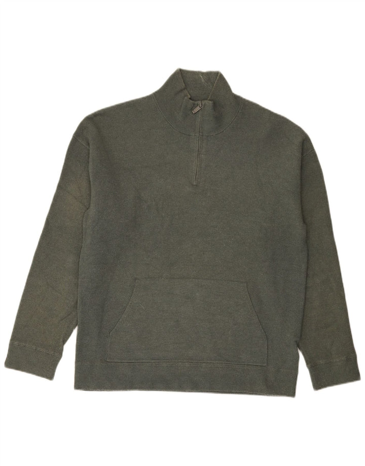 Massimo Dutti Pulover pentru bărbați cu fermoar și gât, mare, gri, viscoză