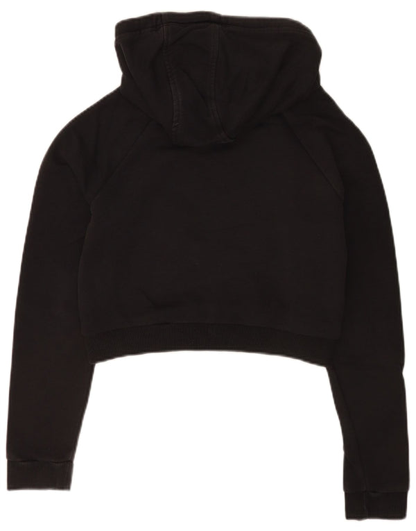 Pulover Adidas pentru femei Graphic Crop Hoodie UK 8 Small Black Bumbac