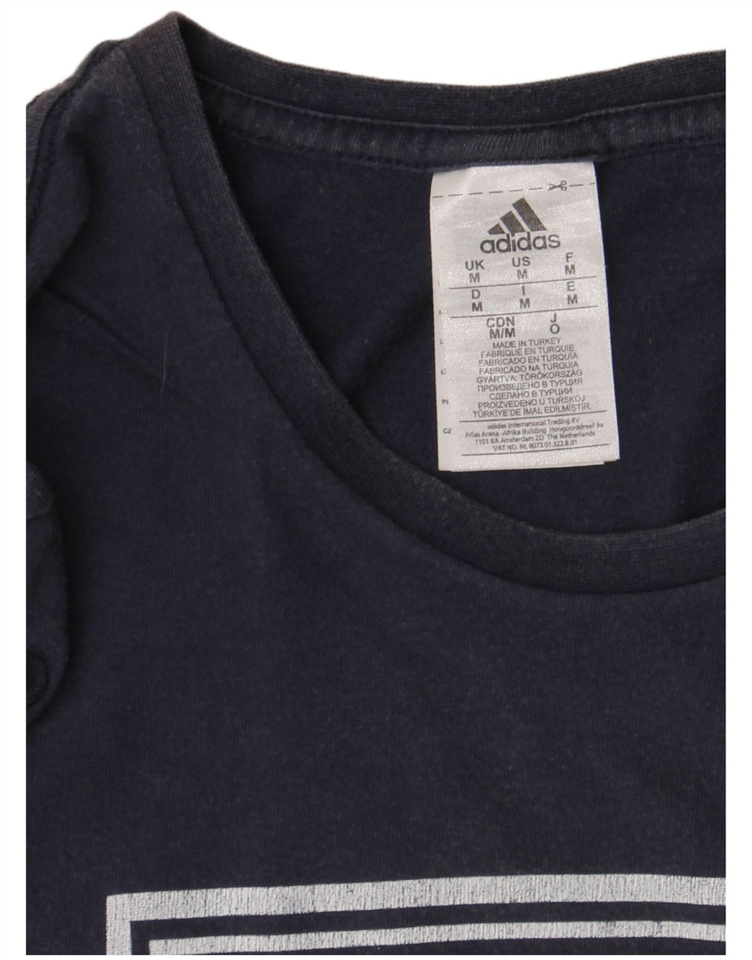 Tricou grafic pentru bărbați Adidas Top mediu din bumbac bleumarin