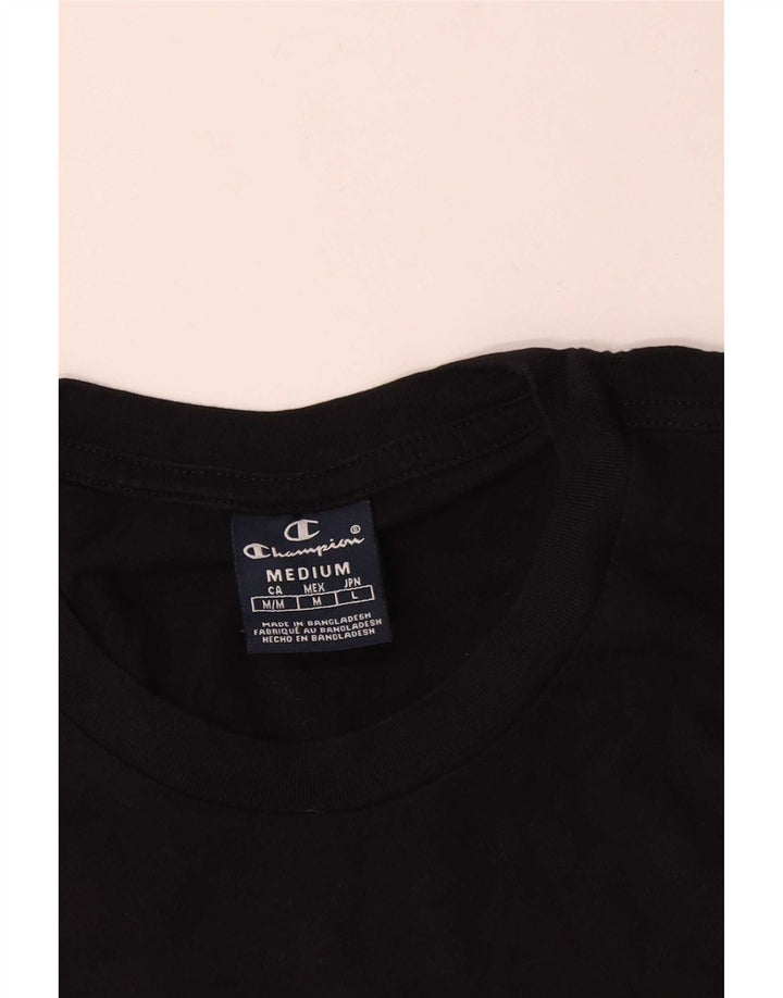 Tricou grafic Champion pentru bărbați Top mediu din bumbac negru