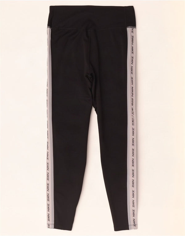 Leggings Nike Dri Fit Graphic pentru femei UK 14 Medium Black Colorblock