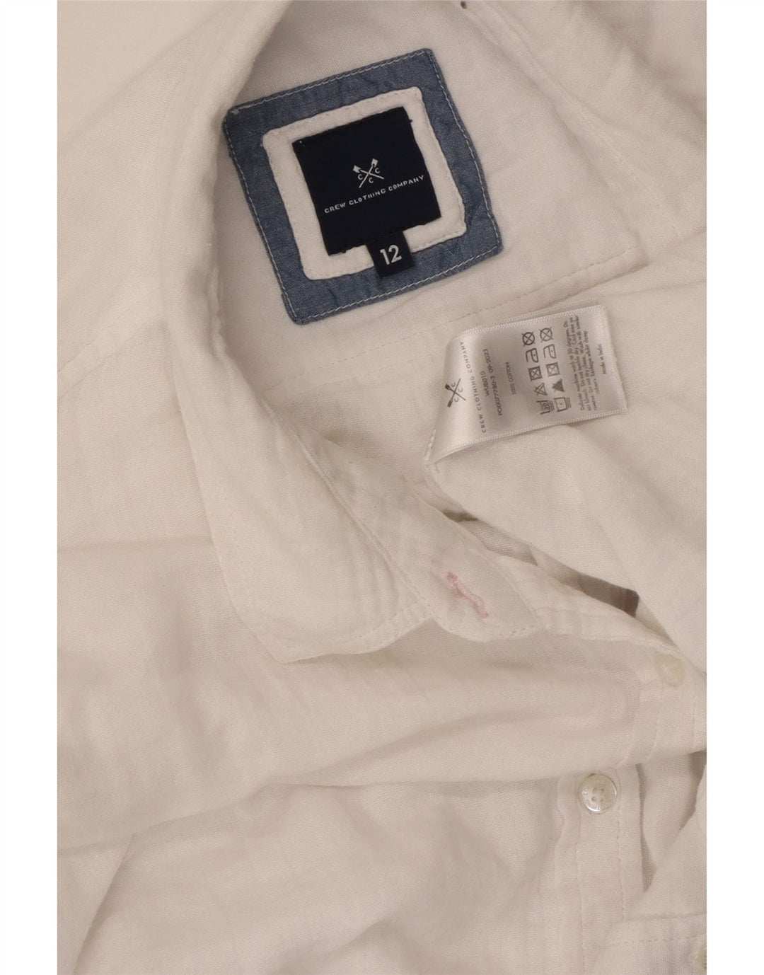 CREW CLOTHING Cămașă pentru femei UK 12 Bumbac alb mediu