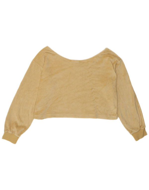 Top crop oversize ADIDAS pentru femei cu umeri, UK 10, bumbac galben mic