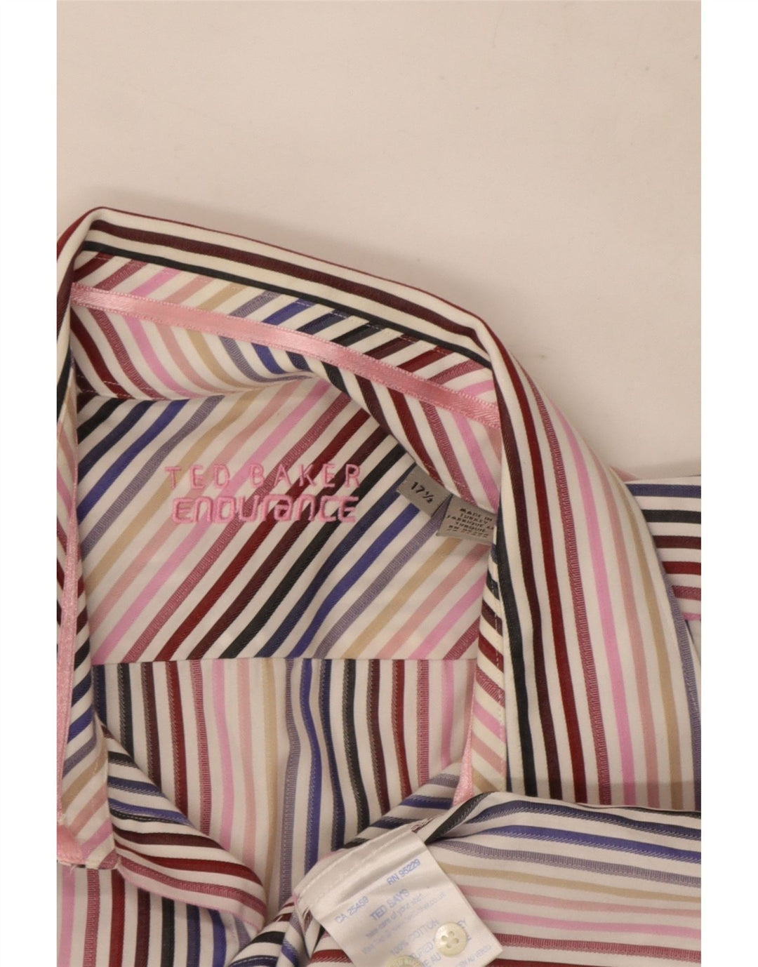 Cămașă formală pentru bărbați Ted Baker, mărimea 17 1/2 XL, bumbac cu dungi multicolore