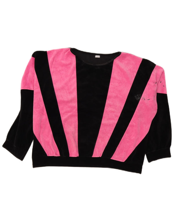 Pulover vintage pentru femei, UK 18 XL, roz, poliester color bloc