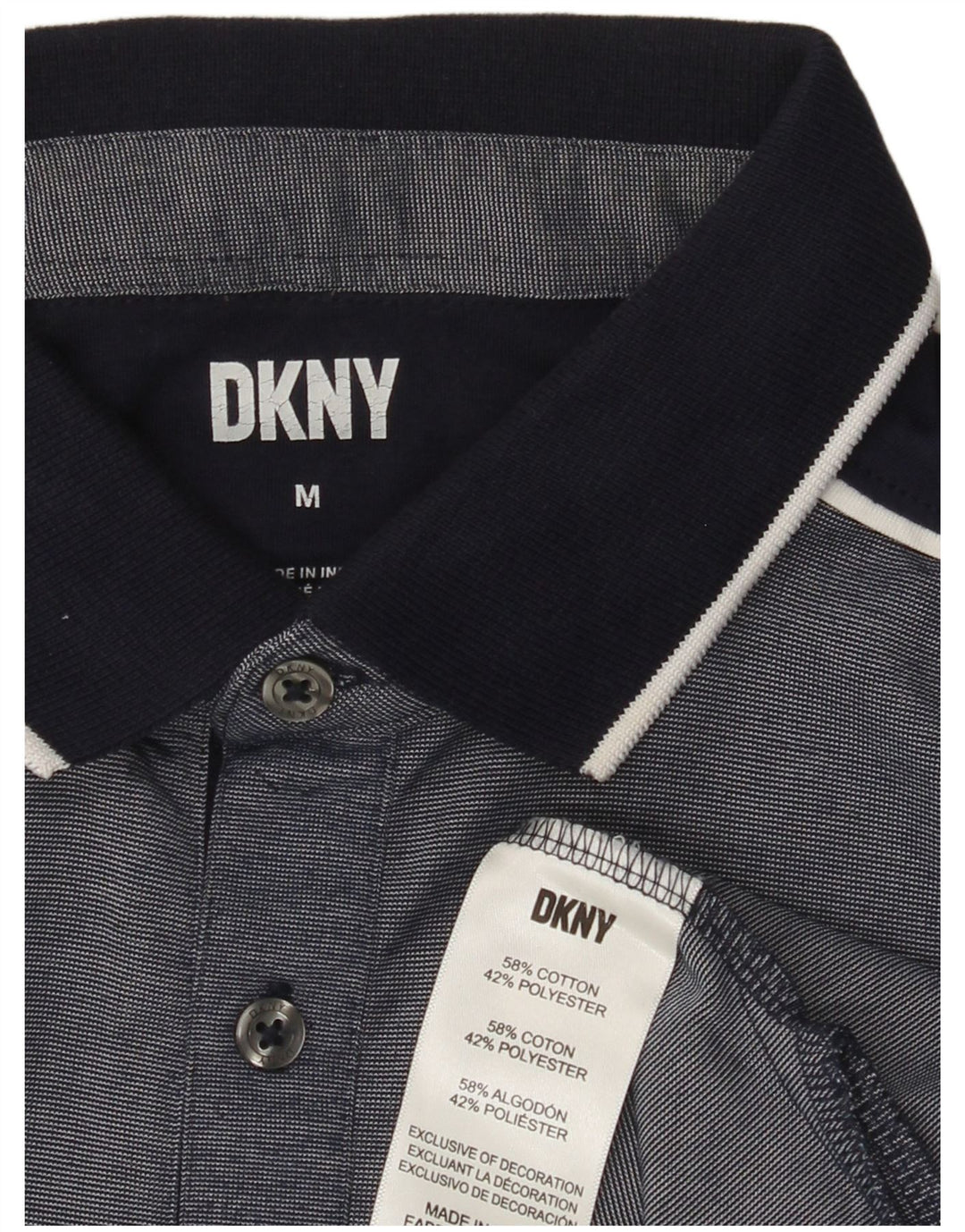 Tricou polo pentru bărbați DKNY, bumbac, albastru bleumarin mediu