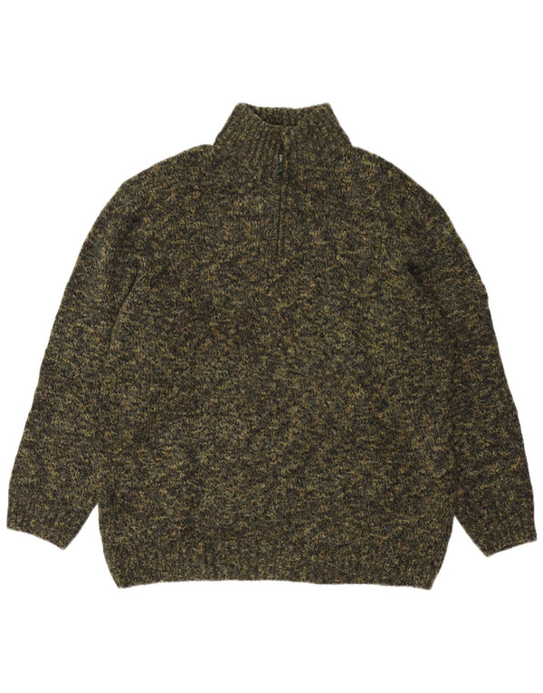 Pulover pentru bărbați Navigare, cu fermoar, cu gât, XL, verde, acrilic