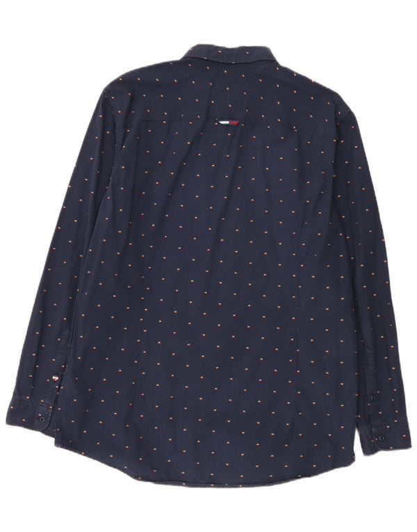 Cămașă pentru bărbați Tommy Jeans slim fit XL bleumarin, bumbac cu pete