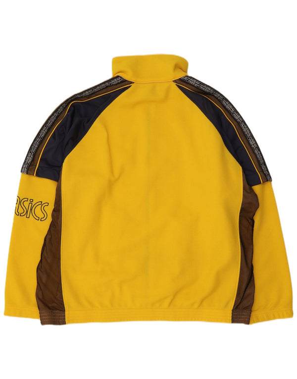 Asics Mens Graphic Tracksuit Top Jacket Large Yellow Colourblock