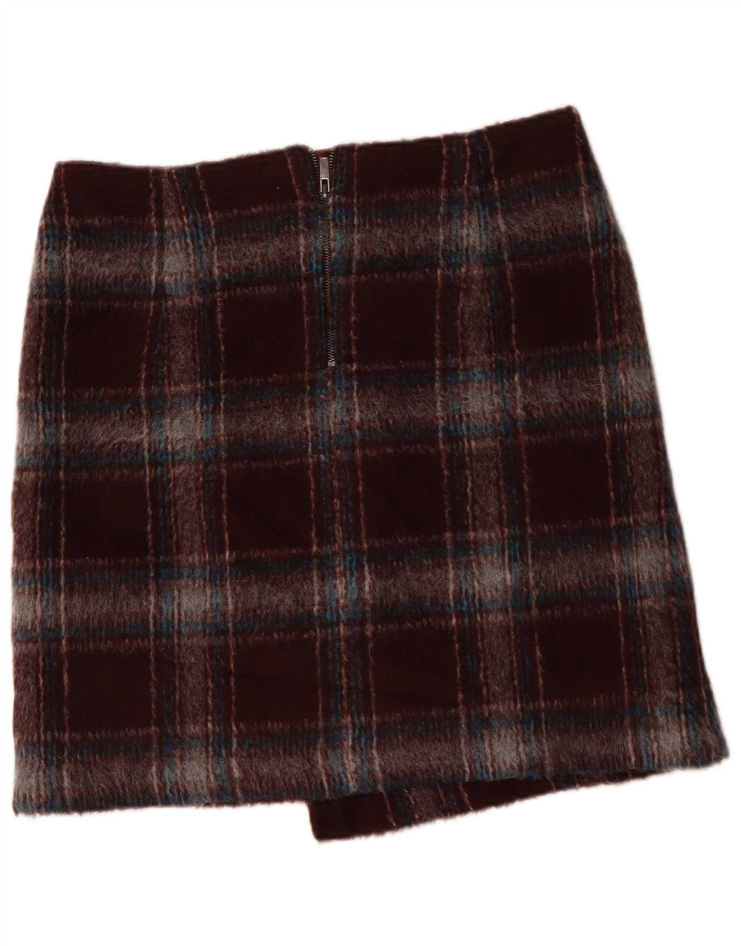 Fusta mini pentru femei Marks & Spencer UK 14 Large W34 Burgundy Check Poliester