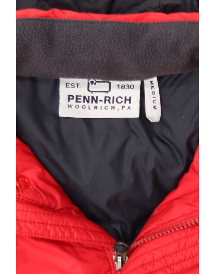Jachetă căptușită cu glugă pentru bărbați Woolrich Penn-Rich UK 38, nailon roșu mediu