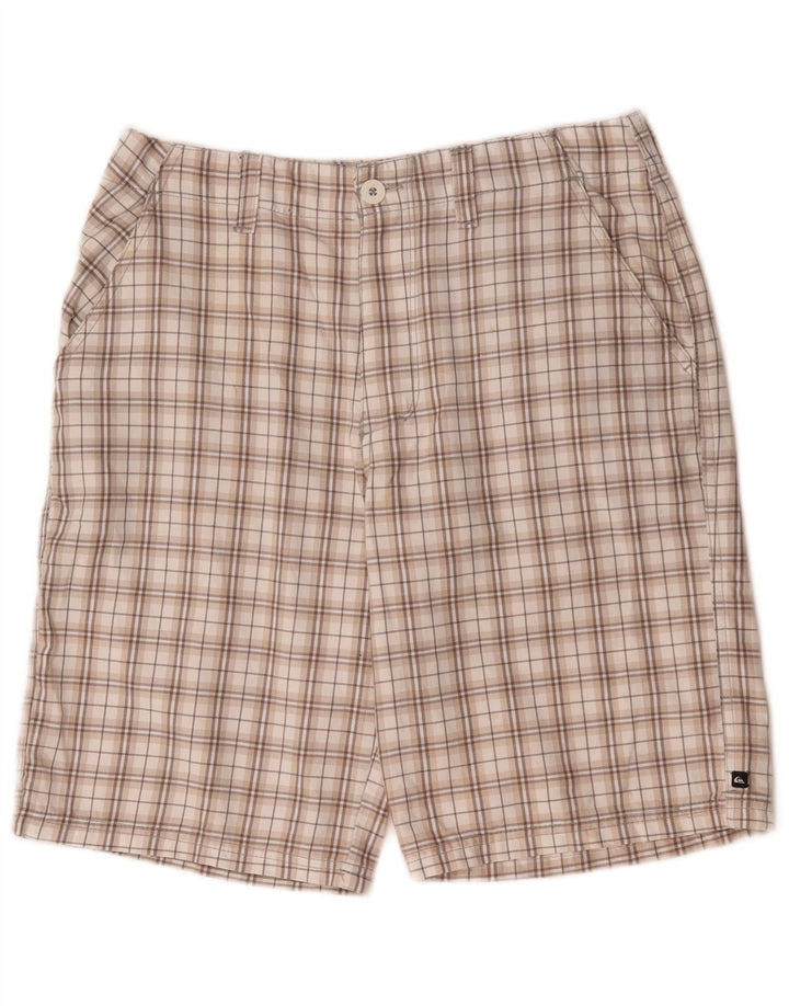 Pantaloni scurți chino grafic Quiksilver pentru bărbați, medii W32, poliester cu carouri bej