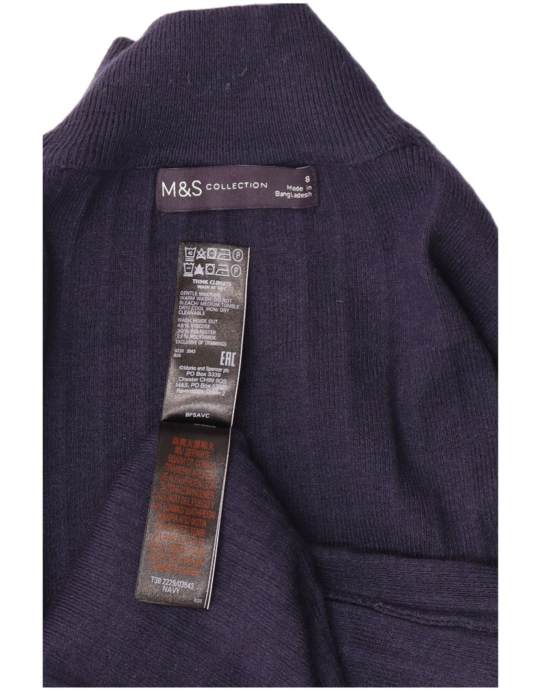 MARKS & SPENCER Pulover cu gât țestoasă pentru femei UK 8 Mic bleumarin