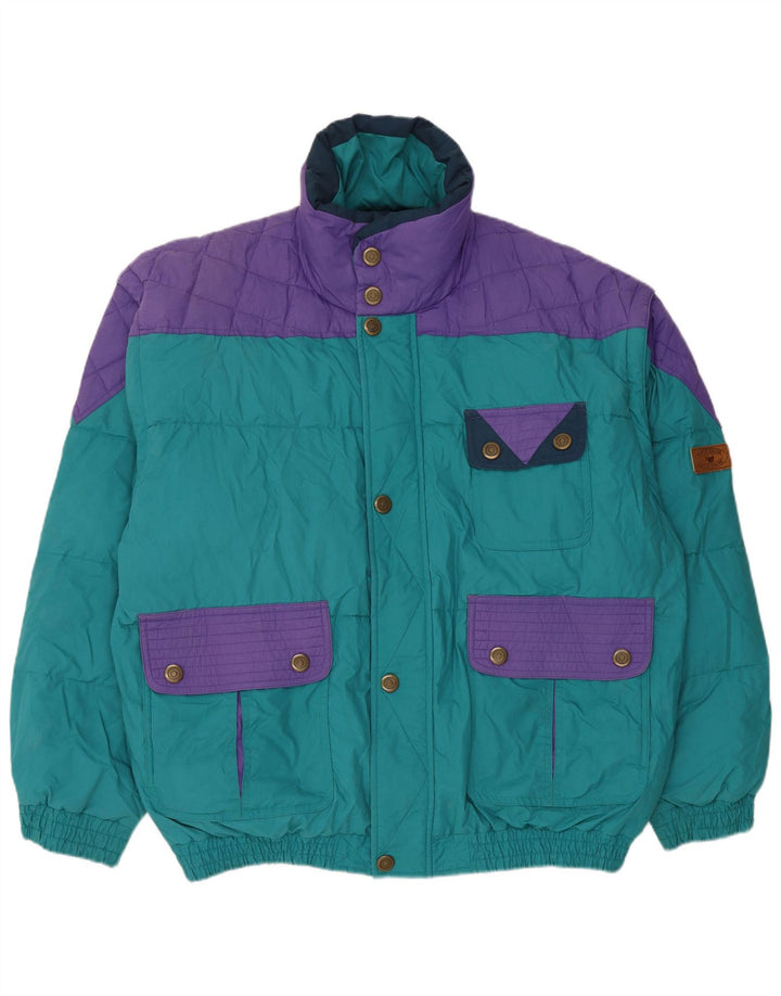 Jachetă căptușită vintage pentru bărbați UK 42 XL, albastru, poliester color bloc