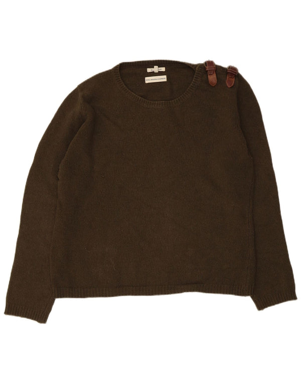 Pulover pentru femei Massimo Dutti cu gât de barcă UK 16 Lână mare kaki