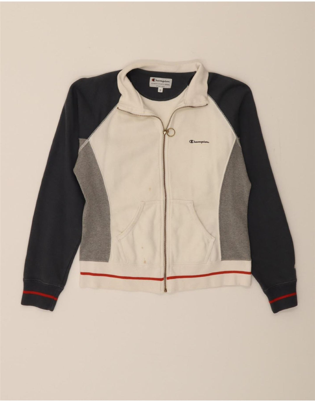 CHAMPION Womens Crop Tracksuit Top Jacket UK 10 Small White Colourblock Vintage Champion and Second-Hand Champion from Messina Hembry 