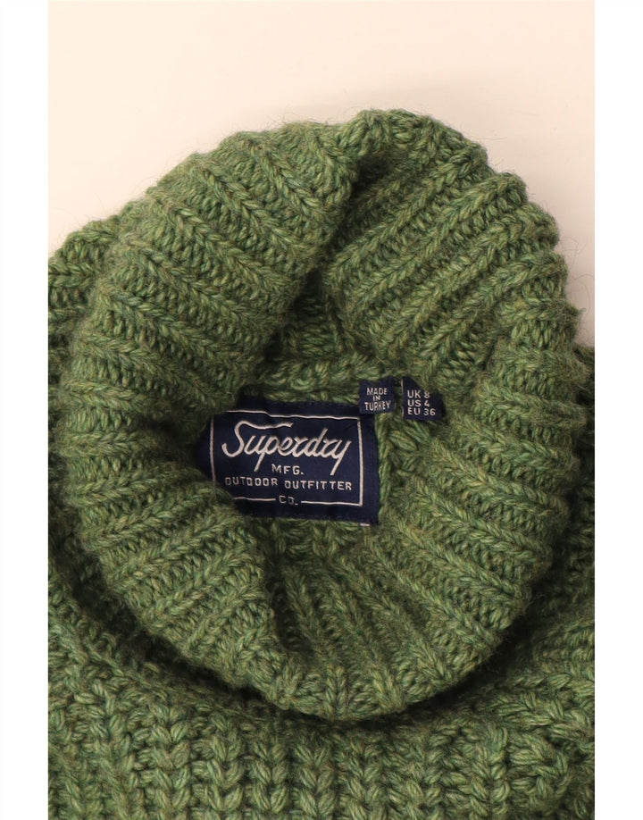 Pulover supradimensionat pentru femei Superdry cu gât rulat, UK 8, mic verde acrilic