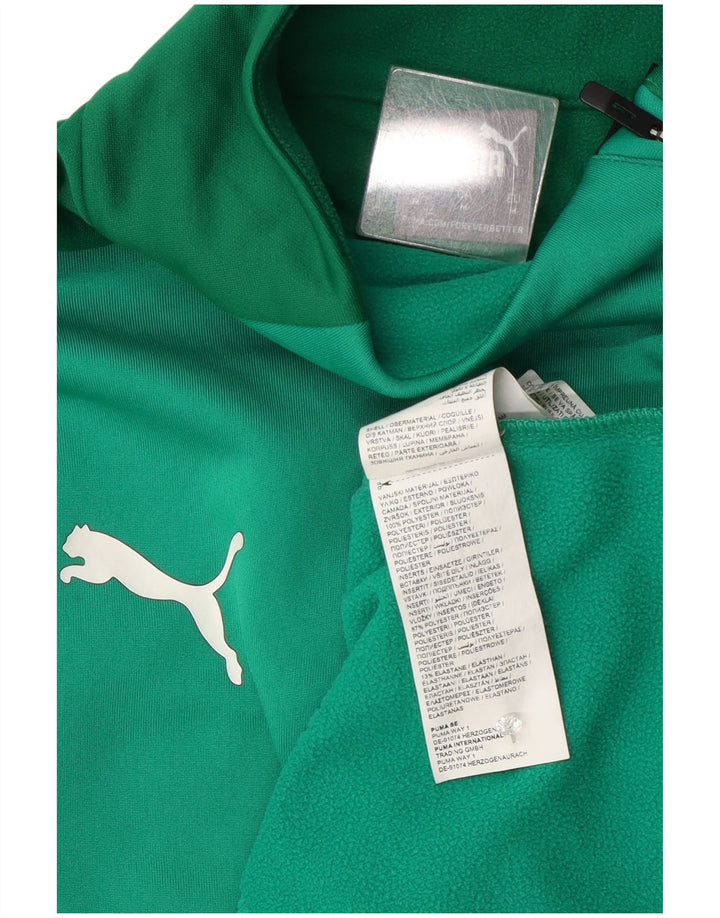 Pulover pentru bărbați Puma, cu fermoar și gât, din poliester color bloc verde mediu
