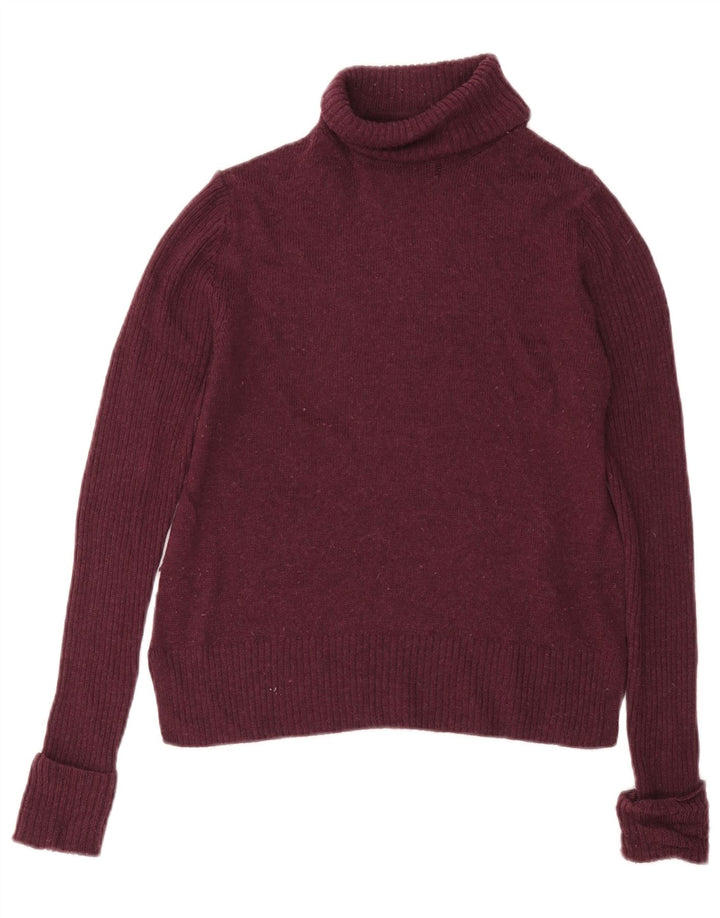 Pulover pentru femei Marks & Spencer cu gât rulat, Lână Burgundy Medium, UK 12