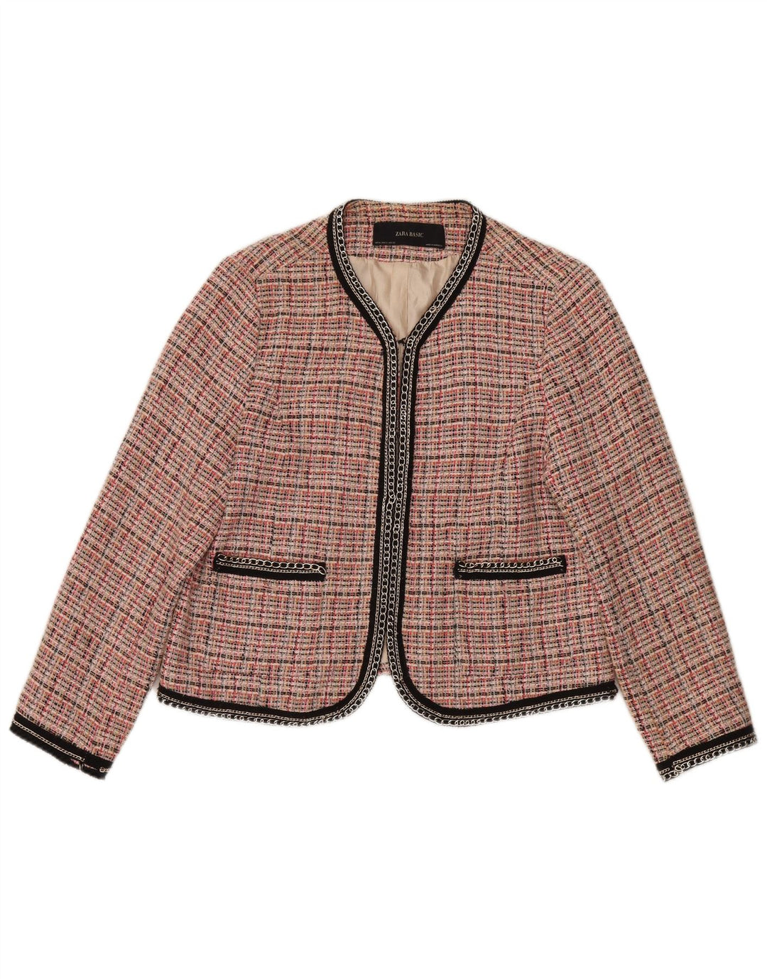 Blazer pentru femei Zara UK 18 XL, bumbac cu carouri roz