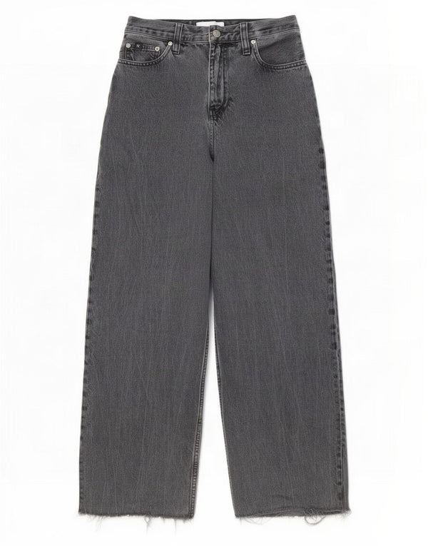 Calvin Klein Jeans Blugi pentru femei cu talie înaltă, cu picioare largi, W27 L30, bumbac gri