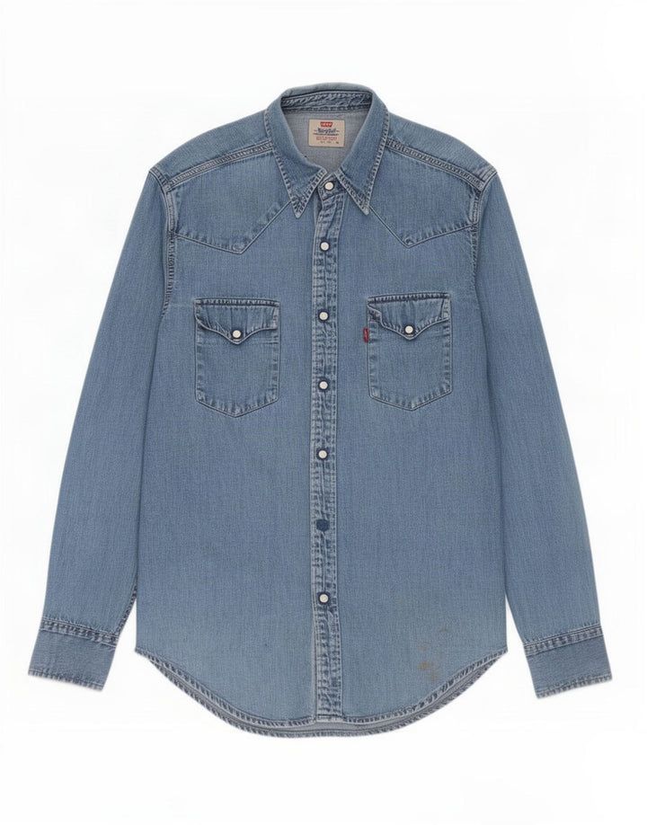 Cămașă de blugi pentru bărbați Levi's, bumbac albastru mediu