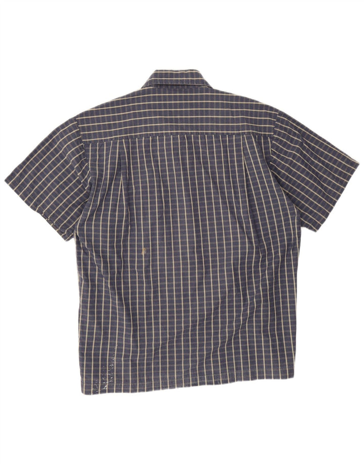 Cămașă cu mânecă scurtă pentru bărbați Dickies, bumbac cu carouri, albastru marin mediu