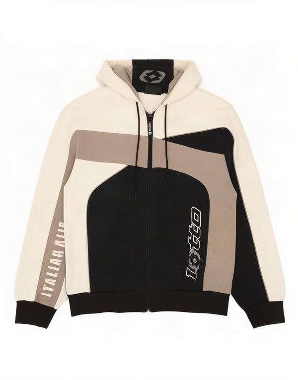 Pulover pentru bărbați Lotto Graphic Zip Hoodie UK 38/40 Medium Black Colorblock