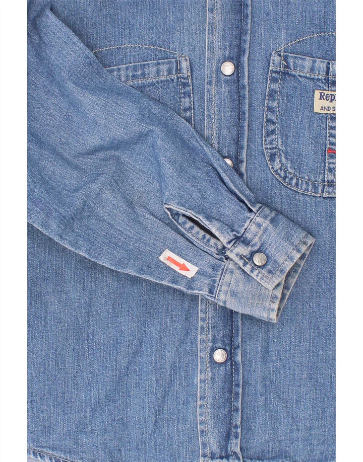 Cămașă Denim Graphic Băieți Replay 6-7 Ani Bumbac Albastru