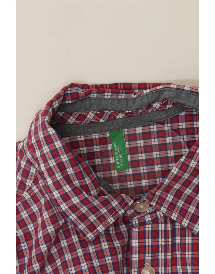 Cămașă Benetton Bărbați Mic Roșu Check