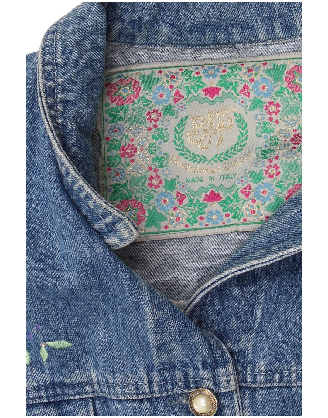 Jachetă de denim crop pentru femei VINTAGE UK 14 Large Blue
