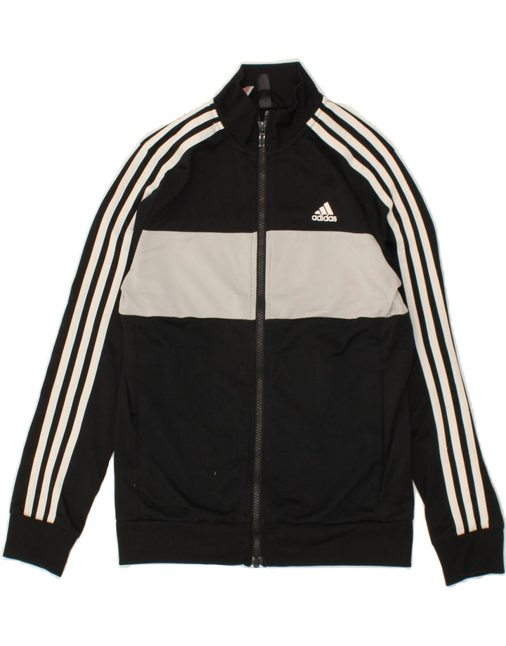 ADIDAS Boys Tracksuit Top Jacket 11-12 Years Black Colourblock Polyester Vintage Adidas and Second-Hand Adidas from Messina Hembry 