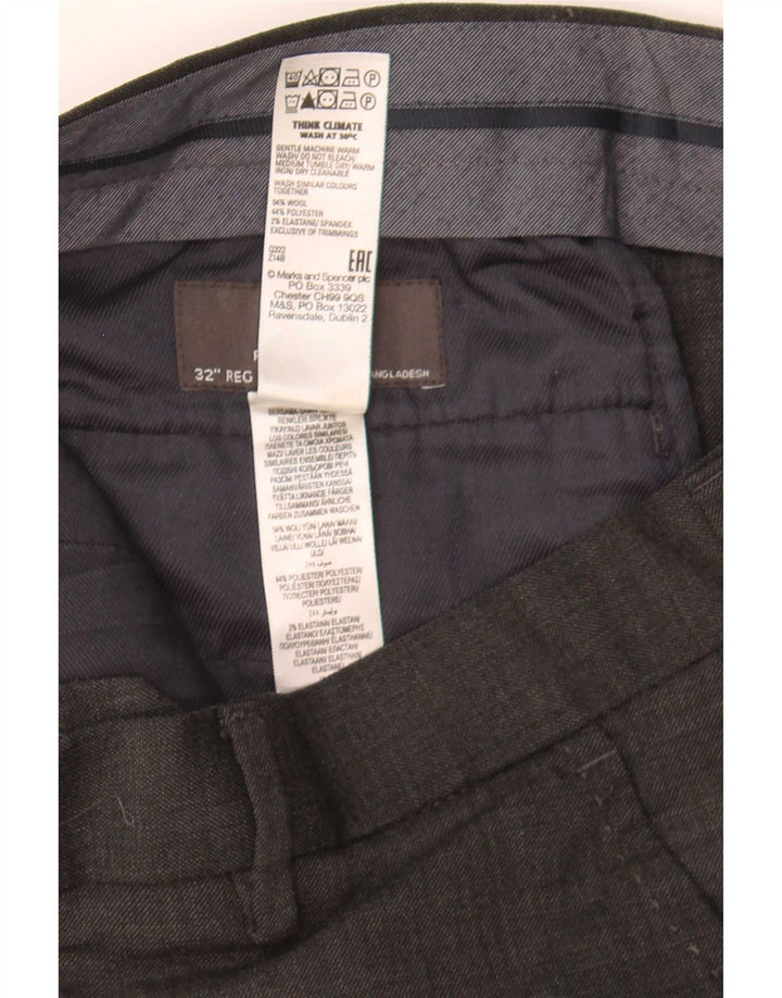 Pantaloni de costum pentru bărbați Marks & Spencer, cu tăiere obișnuită, L32 L31 Lână gri