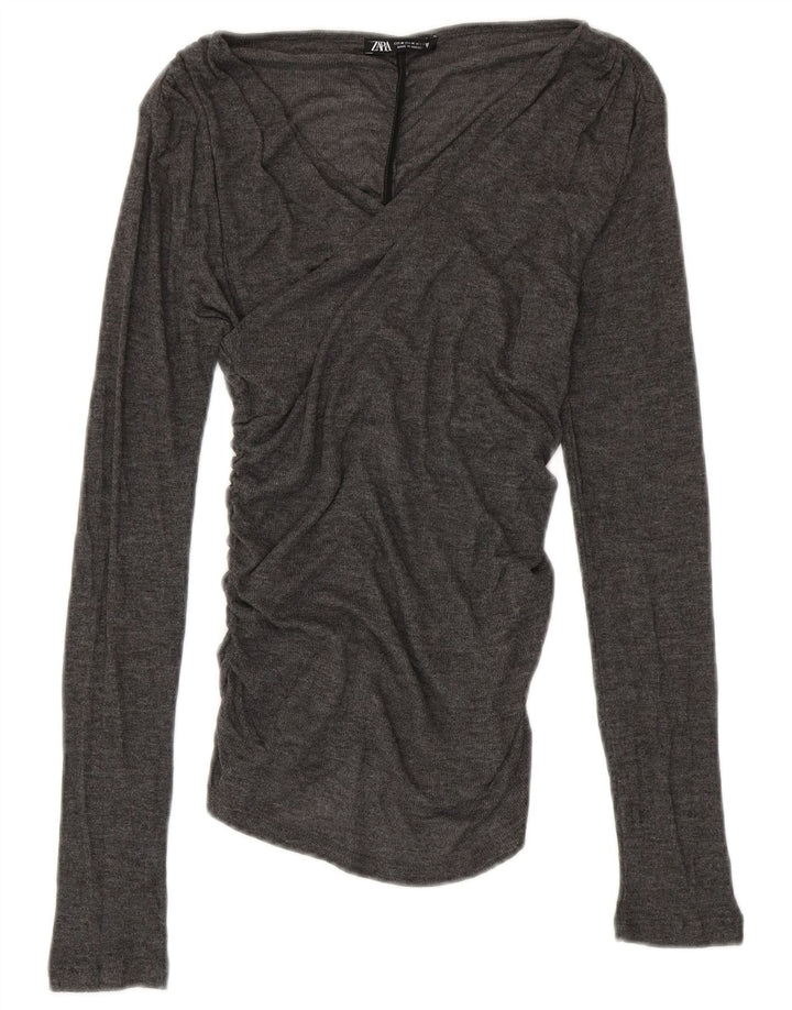 Bluză pentru femei ZARA UK 12 Medium Gri Poliester