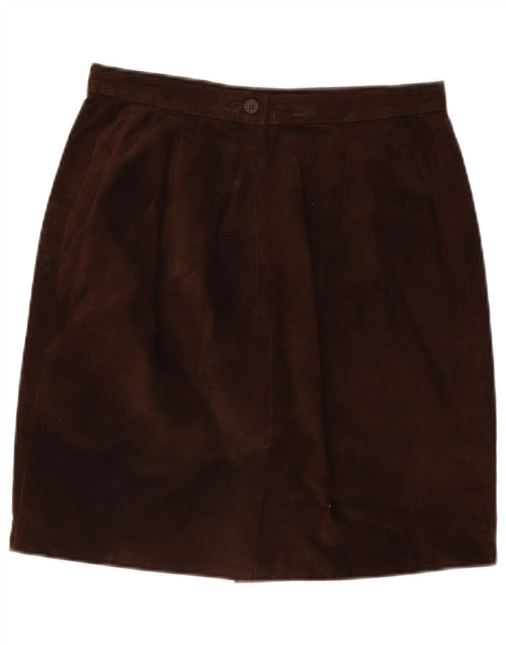 Fusta de damă vintage din piele intoarsa IT 44 Medium W28 piele maro