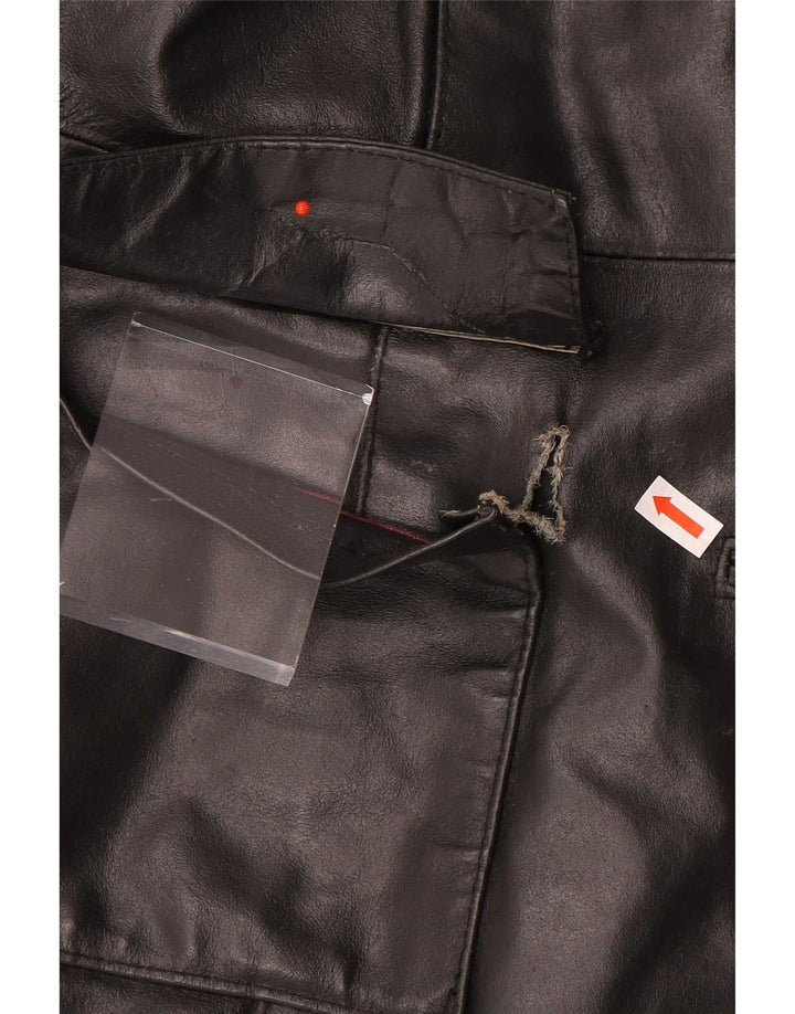 Palton din piele vintage pentru femei UK 14 mare negru