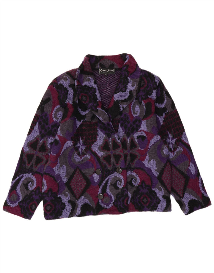 Pulover cardigan supradimensionat pentru femei VINTAGE UK 10 Mic violet geometric